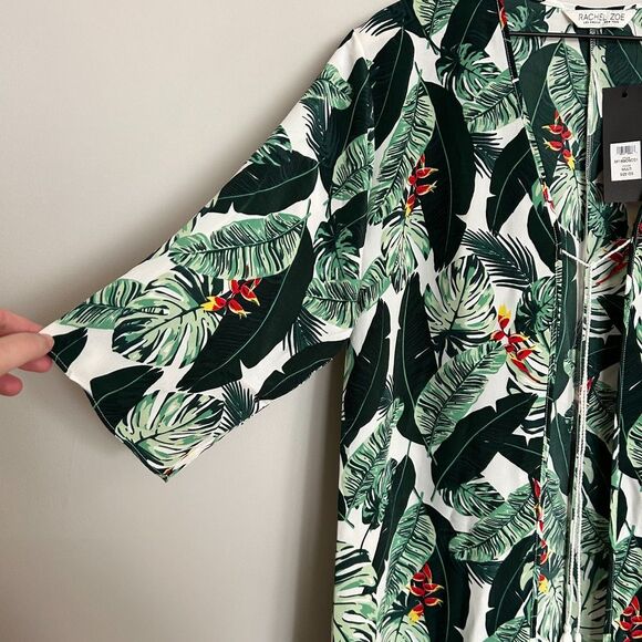 Rachel Zoe Palm Leaf Print Kaftan Duster Cover Up Kimono - Picture 6 of 8